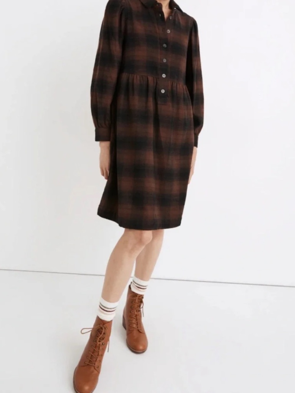Madewell Long Sleeve Dress in Brown